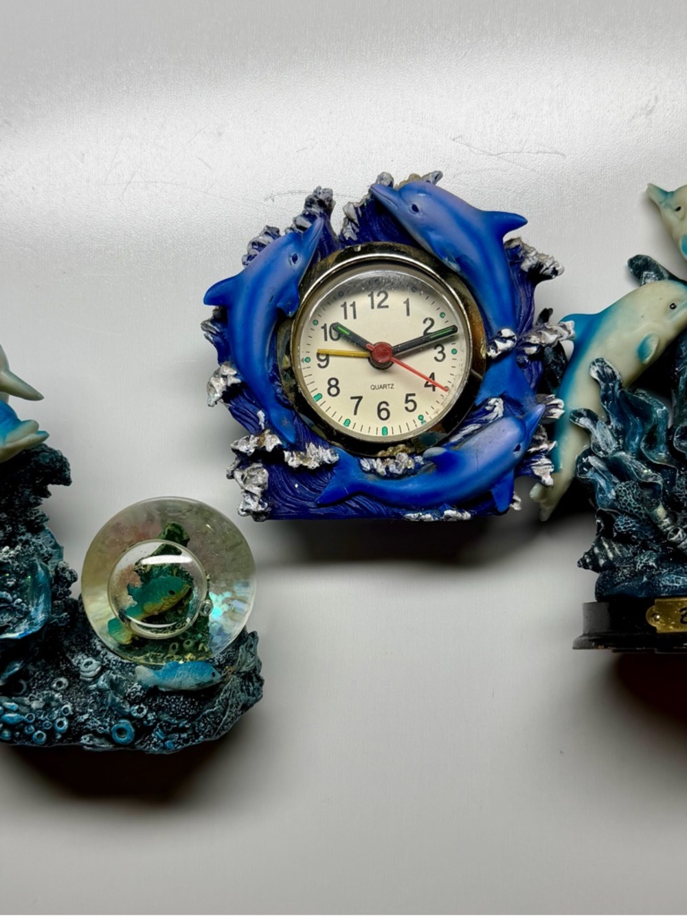 Lot of 3 Dolphin & Coral Reef Quartz Clocks – Ocean Decor